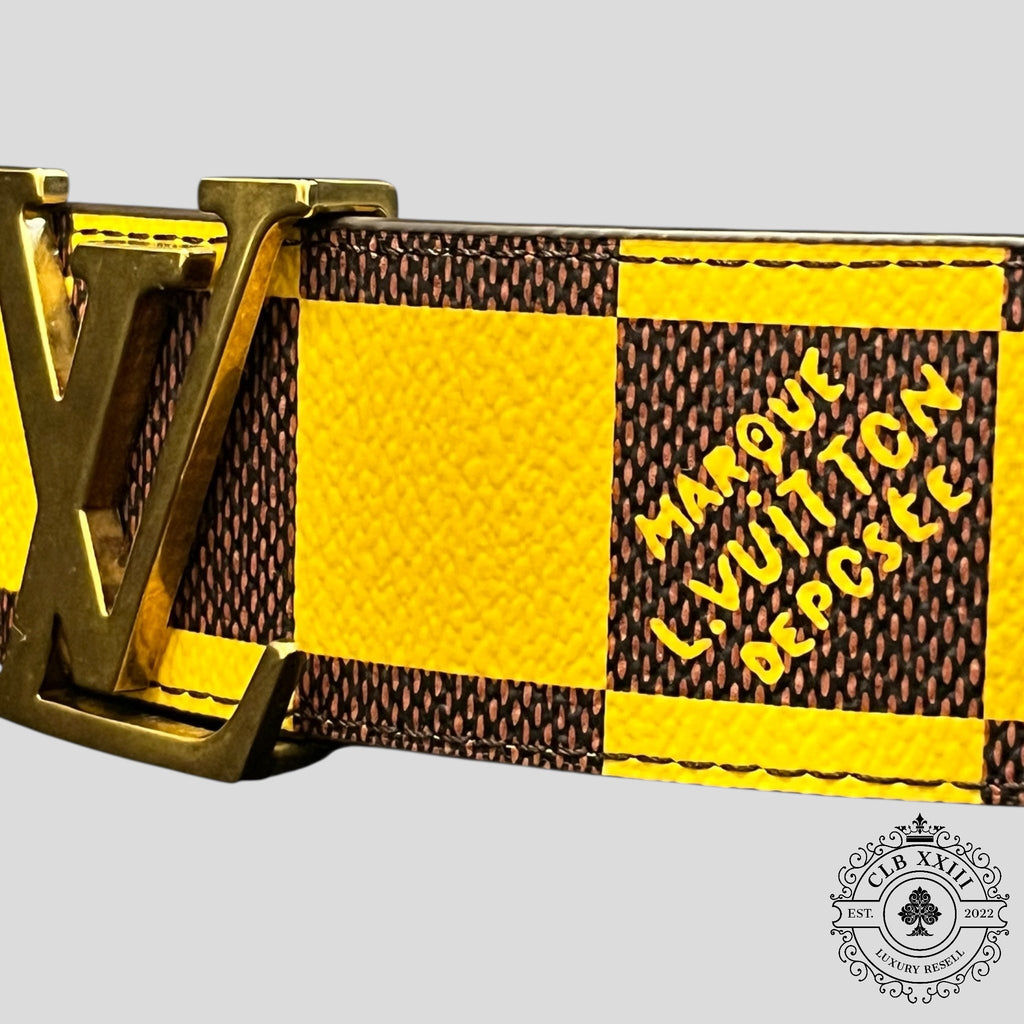 Ceinture réversible Louis Vuitton LV Initiales Damier 40 mm jaune et marron