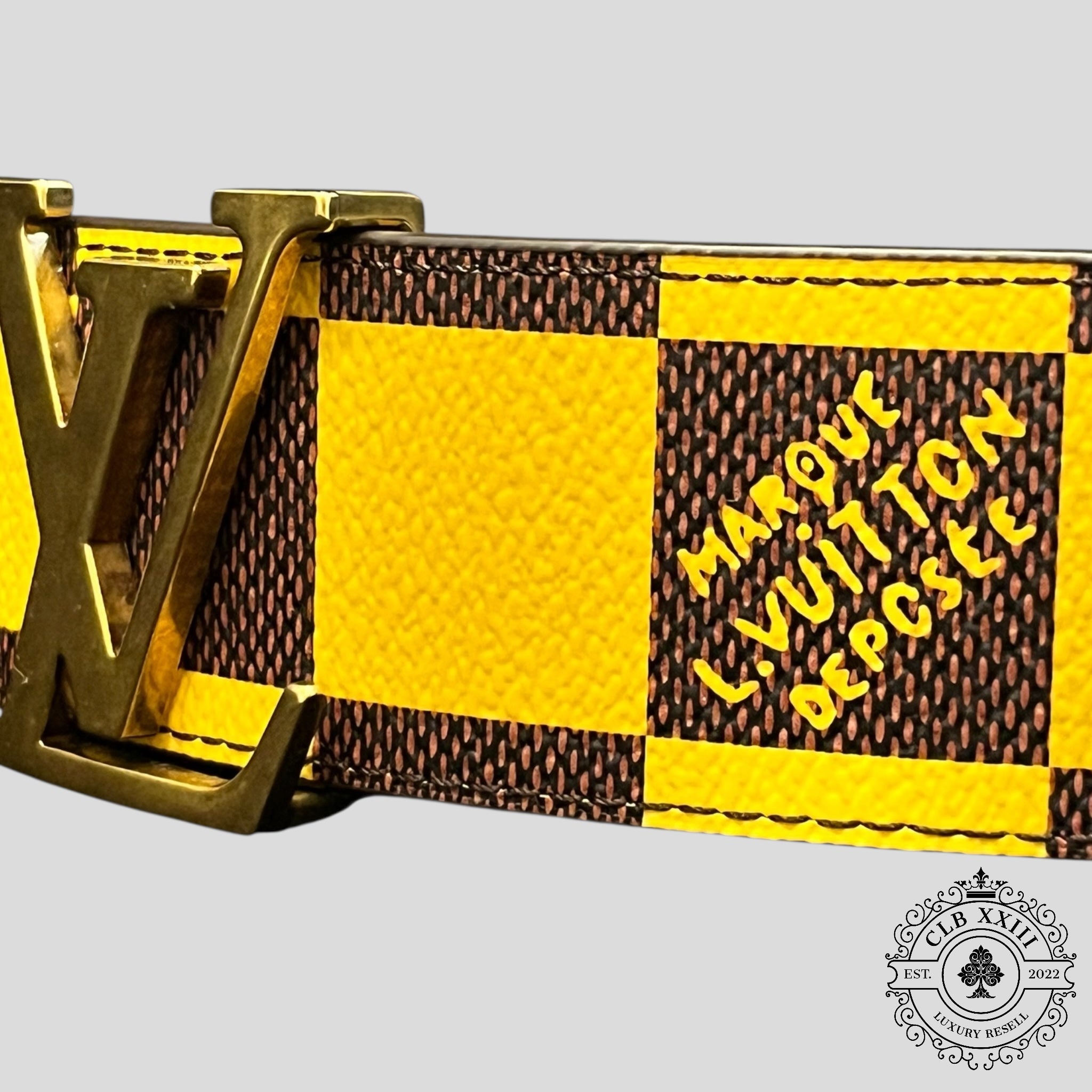 Ceinture réversible Louis Vuitton LV Initiales Damier 40 mm jaune et marron