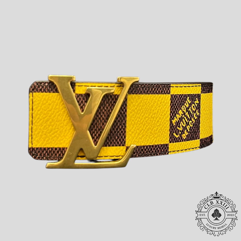 Ceinture réversible Louis Vuitton LV Initiales Damier 40 mm jaune et marron