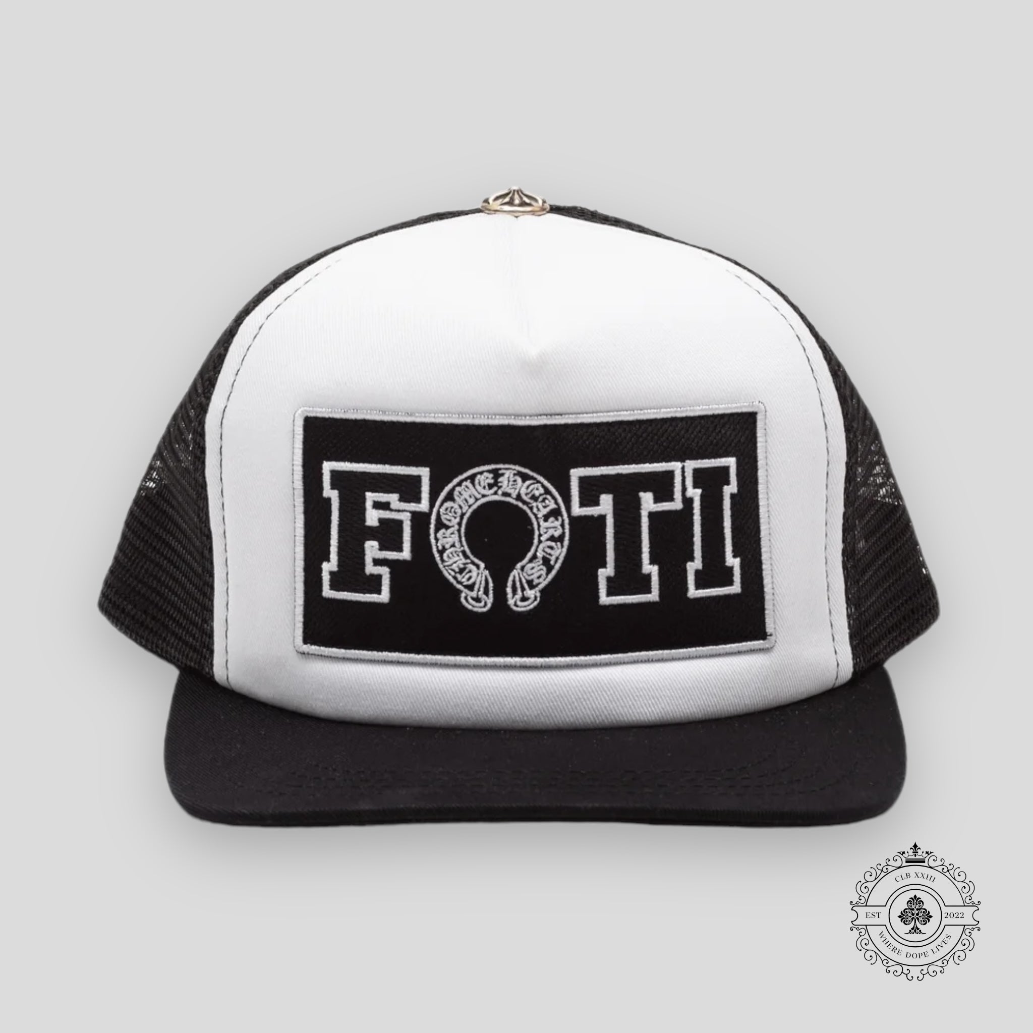 Casquette Trucker Chrome Hearts Foti Patch Blanc / Noir