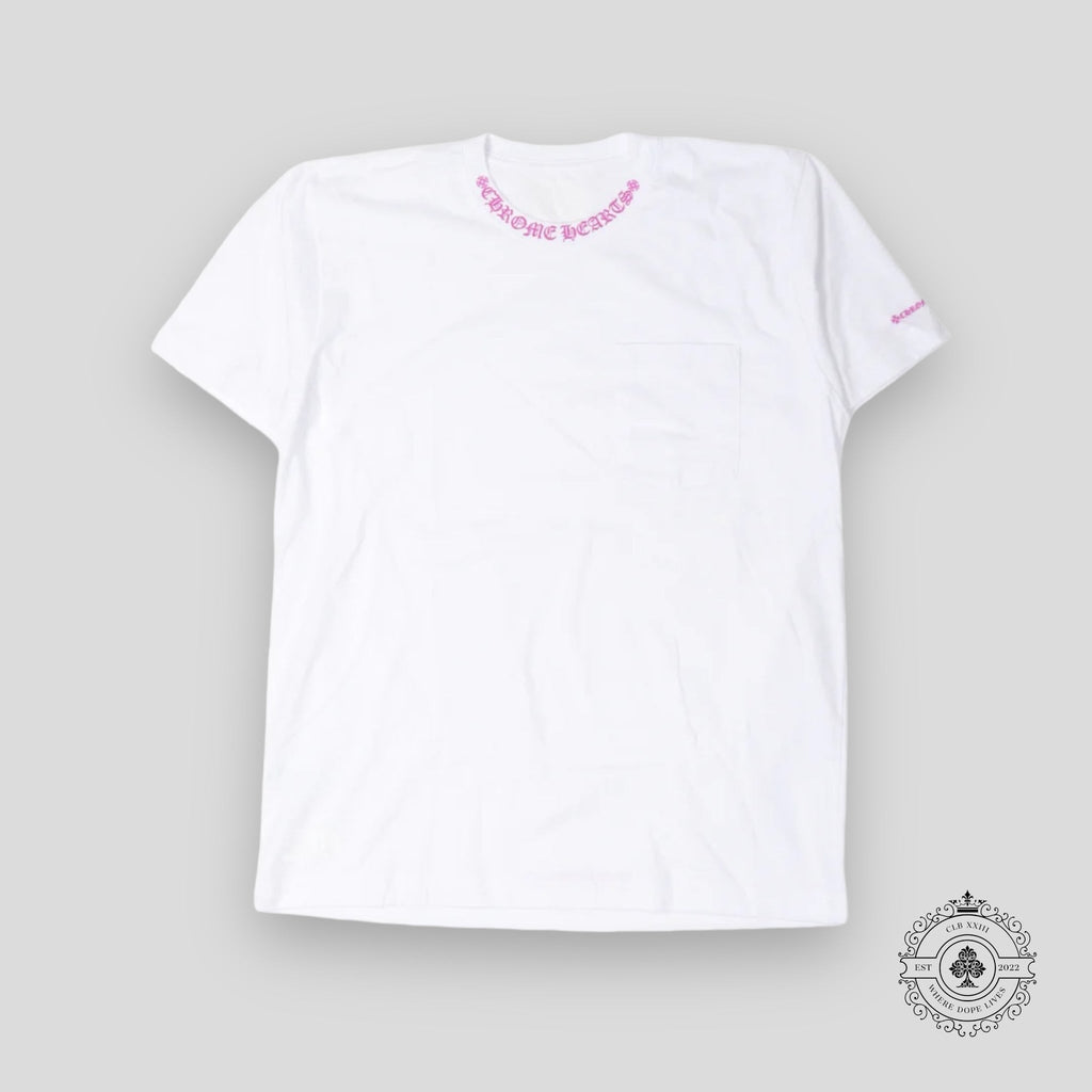 T-shirt à logo script Chrome Hearts violet pour le cou