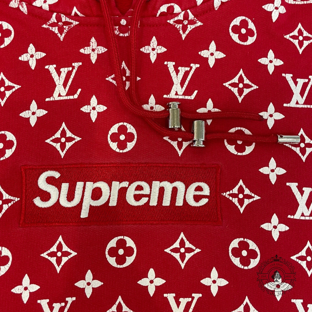 Sweat à capuche Louis Vuitton x Supreme avec logo carré