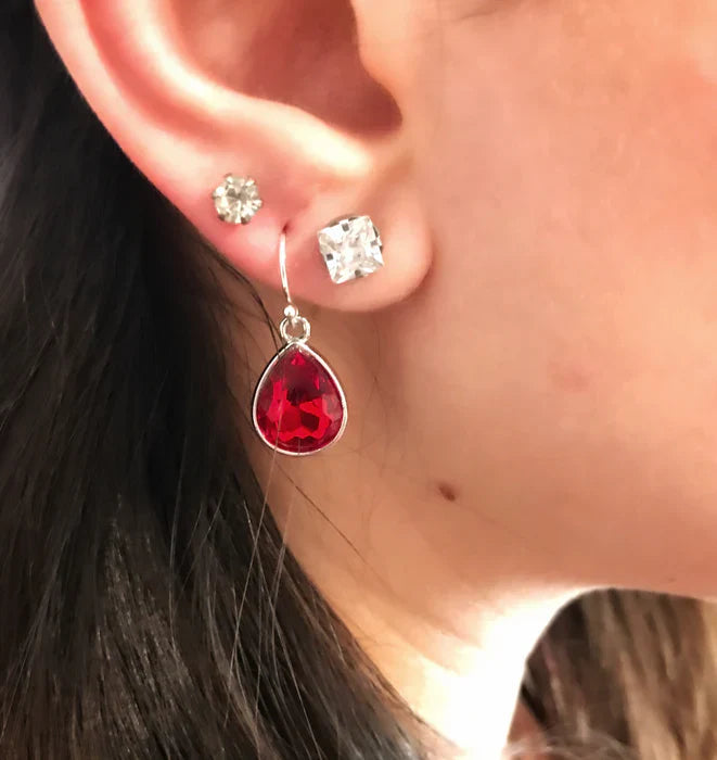February Birthstone Amethyst Crystal Gold Earrings