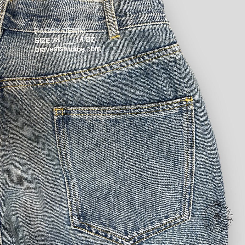 Jeans amples en denim délavé clair Bravest Studios