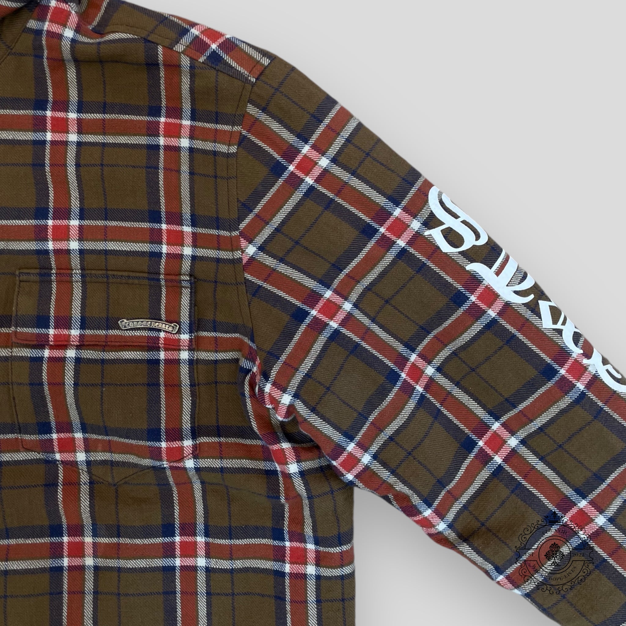 Chemise à carreaux matelassée Chrome Hearts marron - Occasion