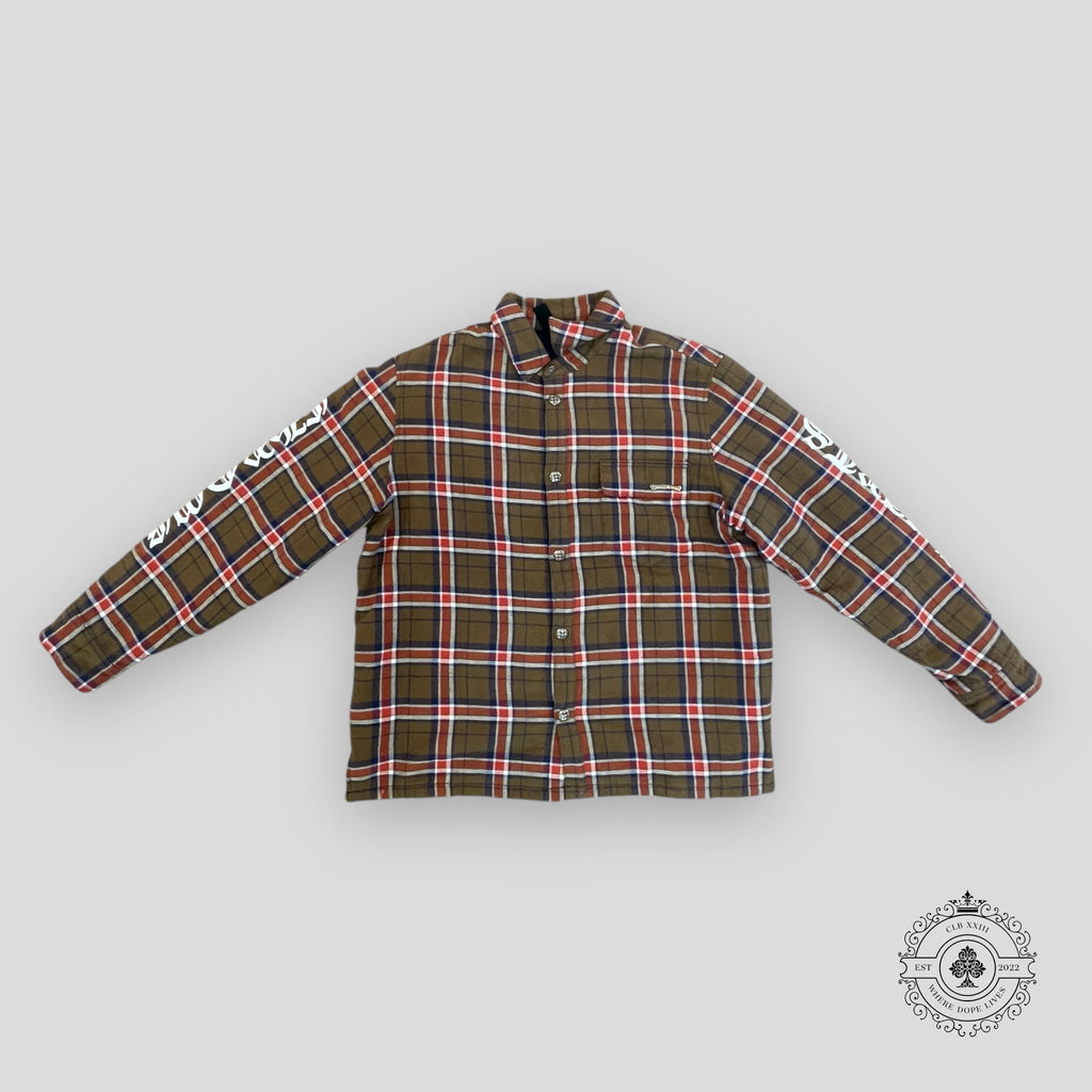 Chemise à carreaux matelassée Chrome Hearts marron - Occasion