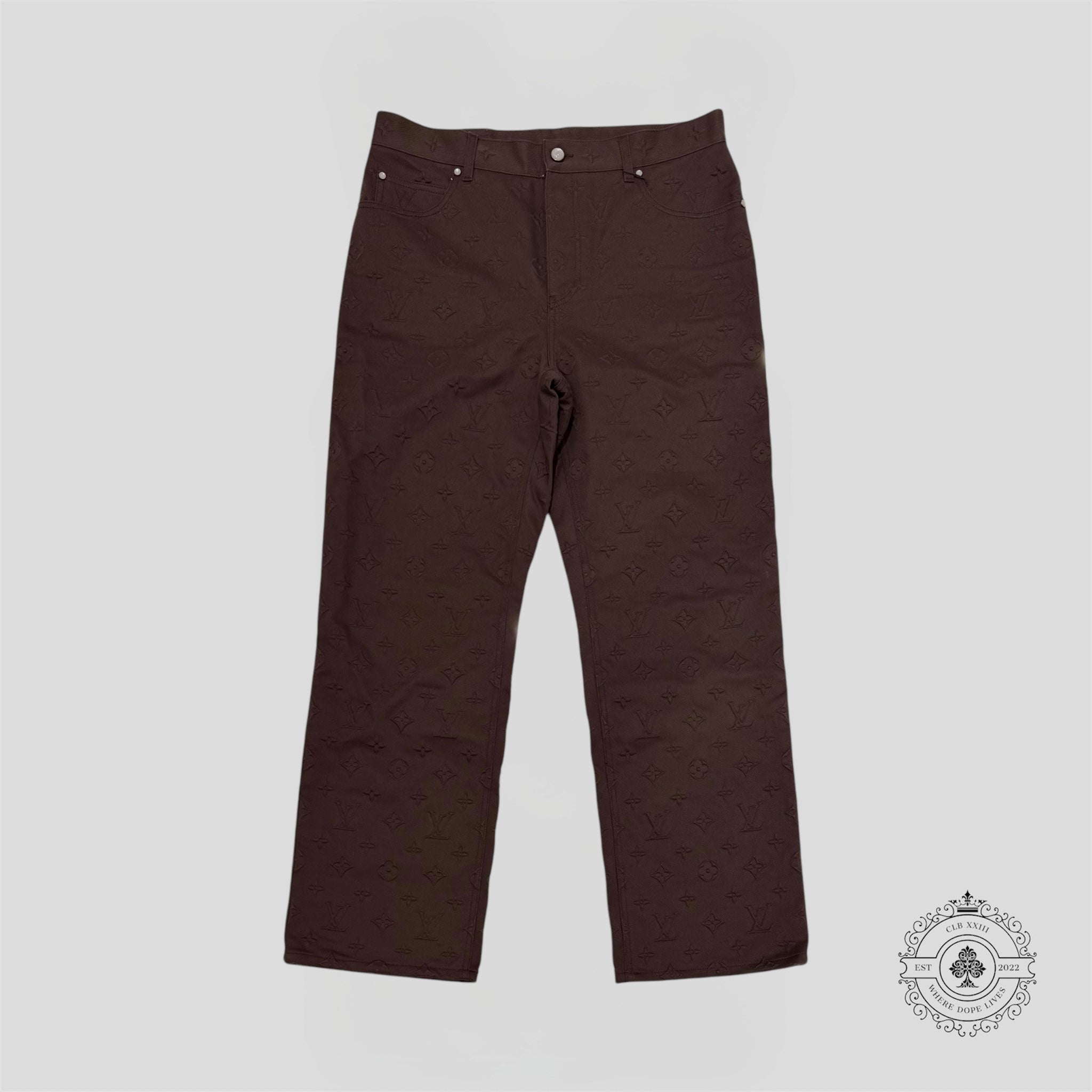Pantalon Carpenter Louis Vuitton Monogram Gaufré Marron
