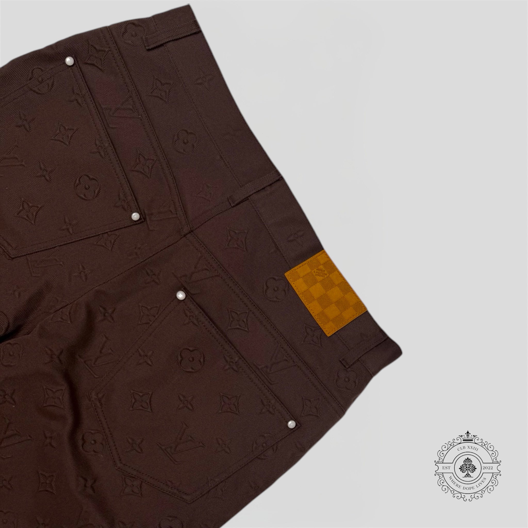 Pantalon Carpenter Louis Vuitton Monogram Gaufré Marron