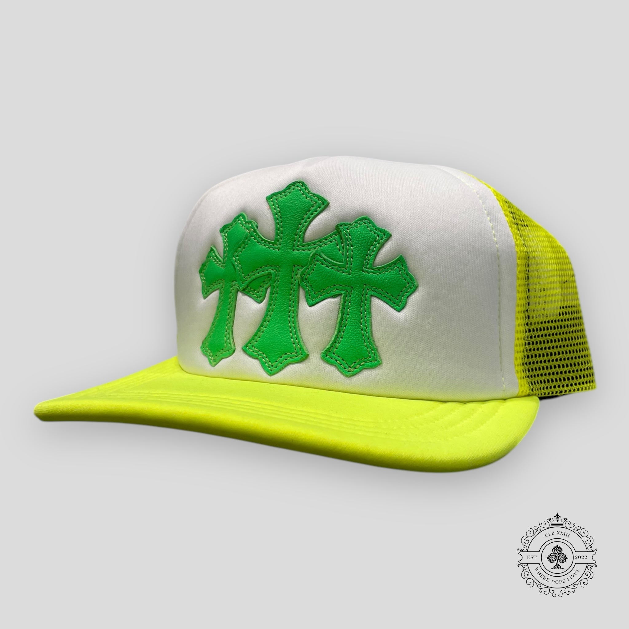 Casquette Trucker Chrome Hearts Miami Exclusive Cross Patch Vert Néon