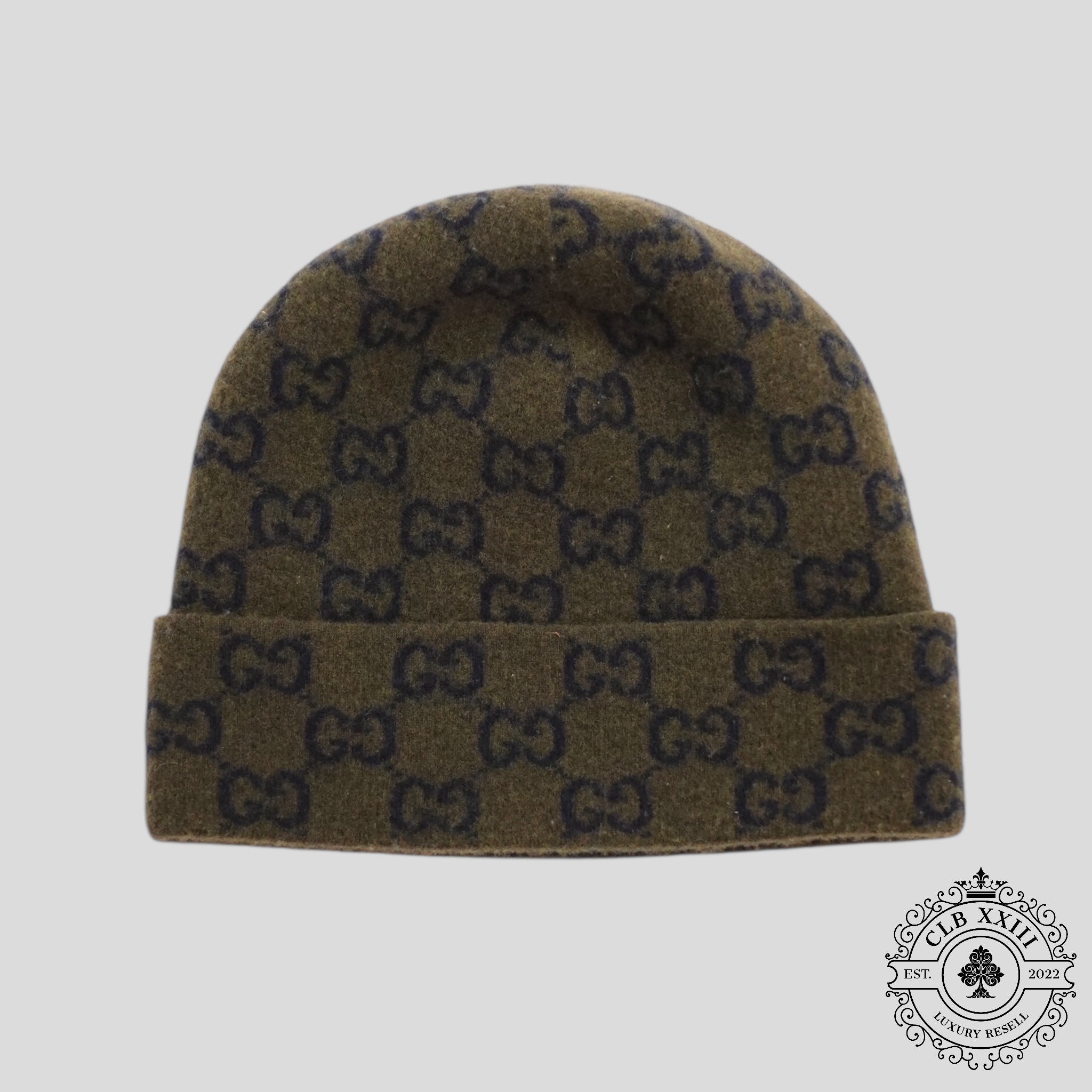 Bonnet Gucci GG en laine vert foncé