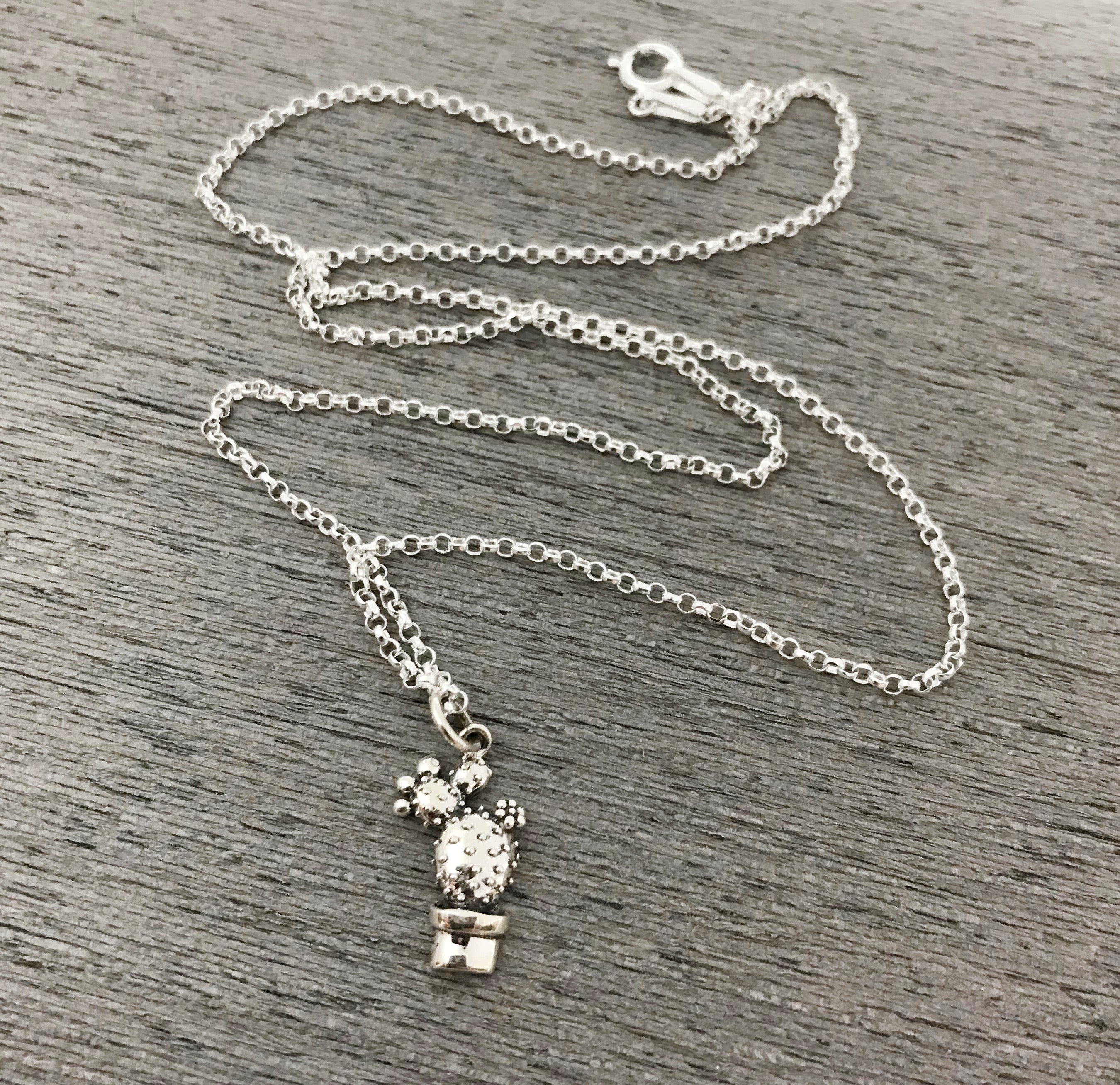 Cactus Necklace - Sterling Silver - Friendship Necklace - Gift for Her