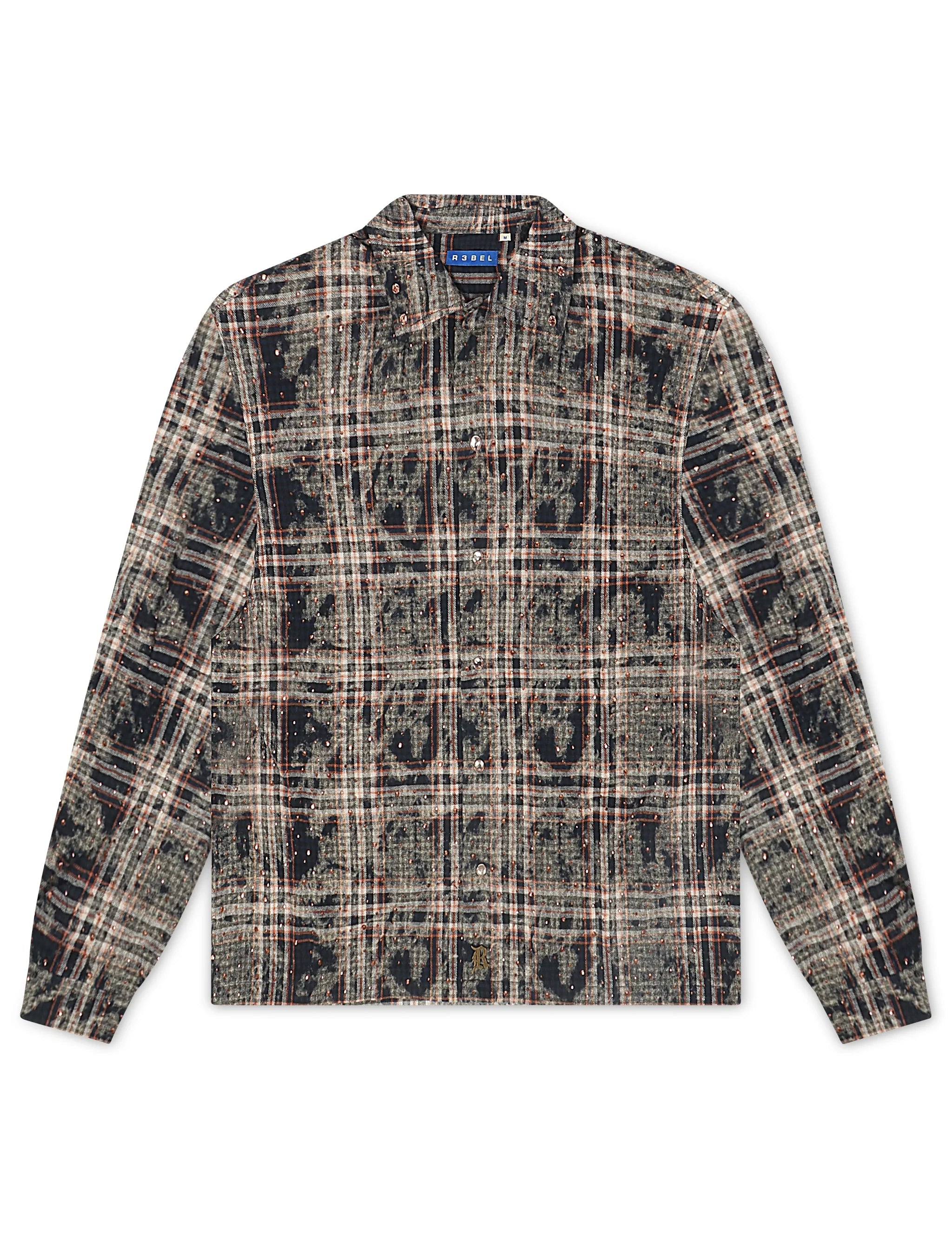 Chemise en flanelle ornée de strass Rebel Denim - Marine