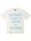 T-shirt Effiloché à la Main Everything I Love November Reign - Blanc