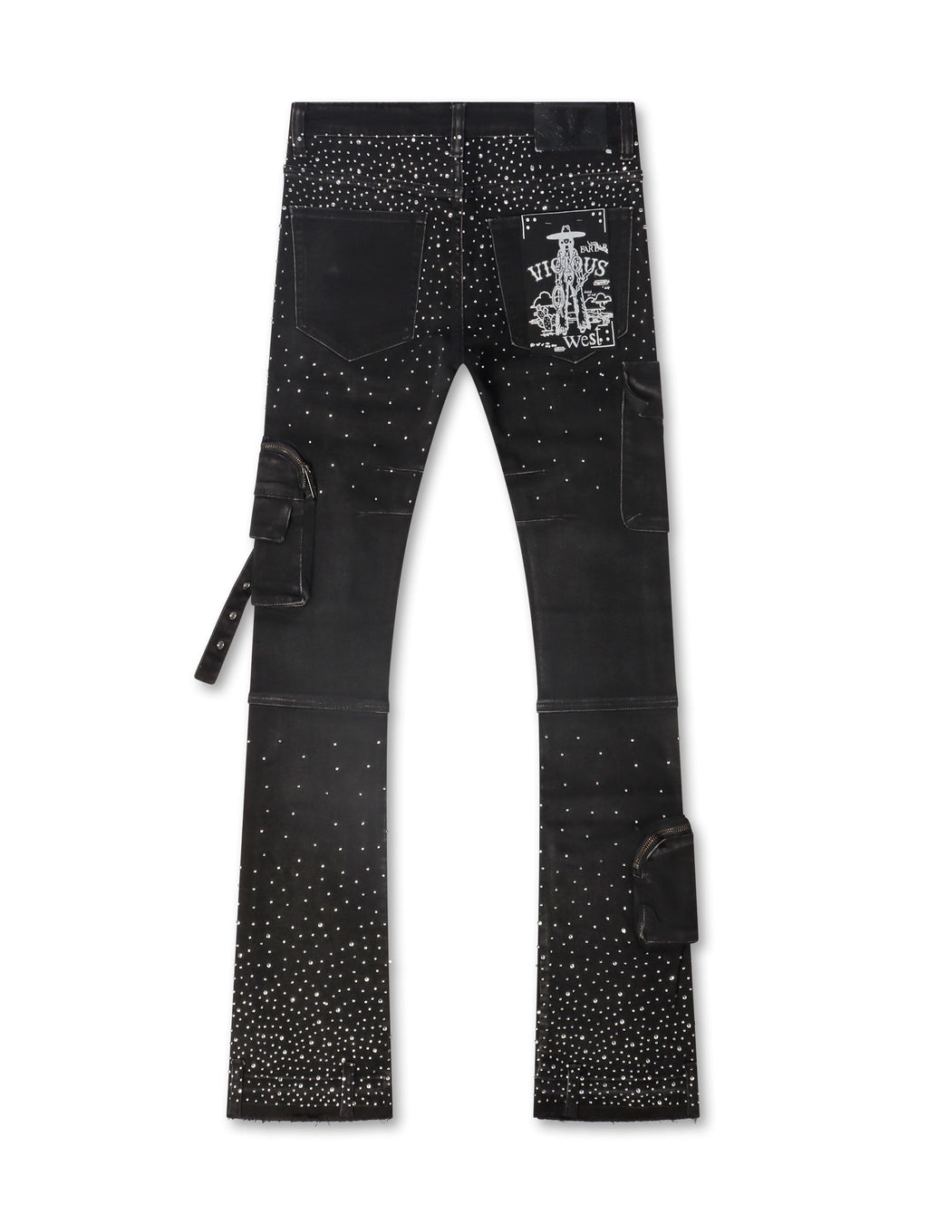 Jean en jean clouté Vicious avec strass - Noir
