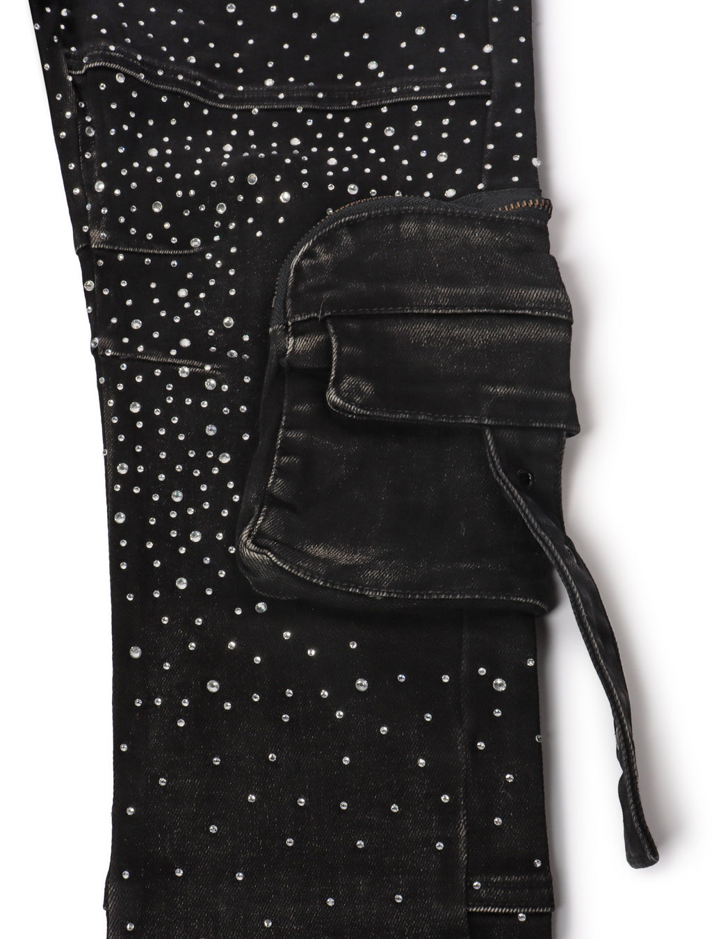 Jean en jean clouté Vicious avec strass - Noir