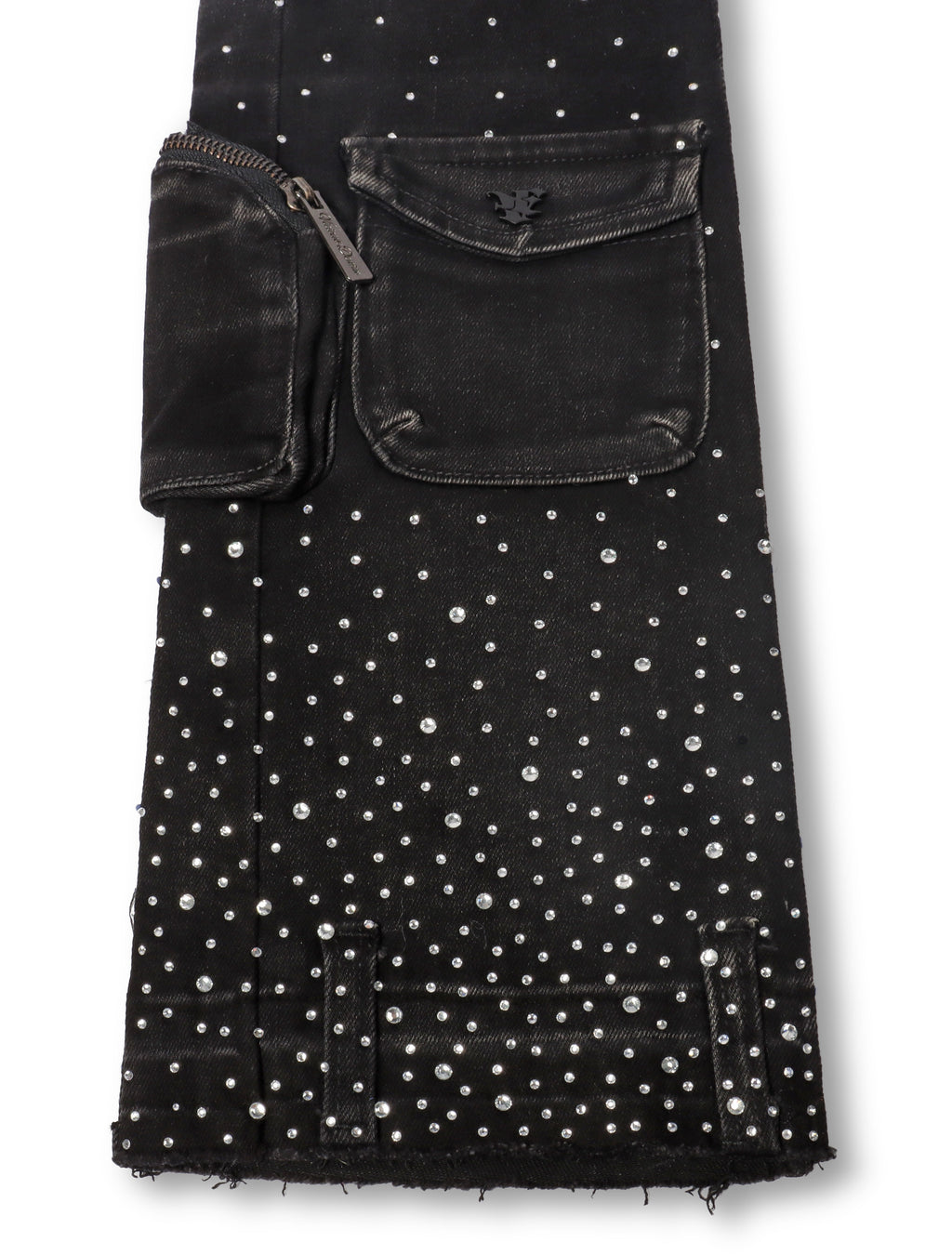 Jean en jean clouté Vicious avec strass - Noir