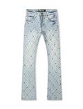 Vicious Denim Jean Stacked Strass Diamant - Bleu Clair