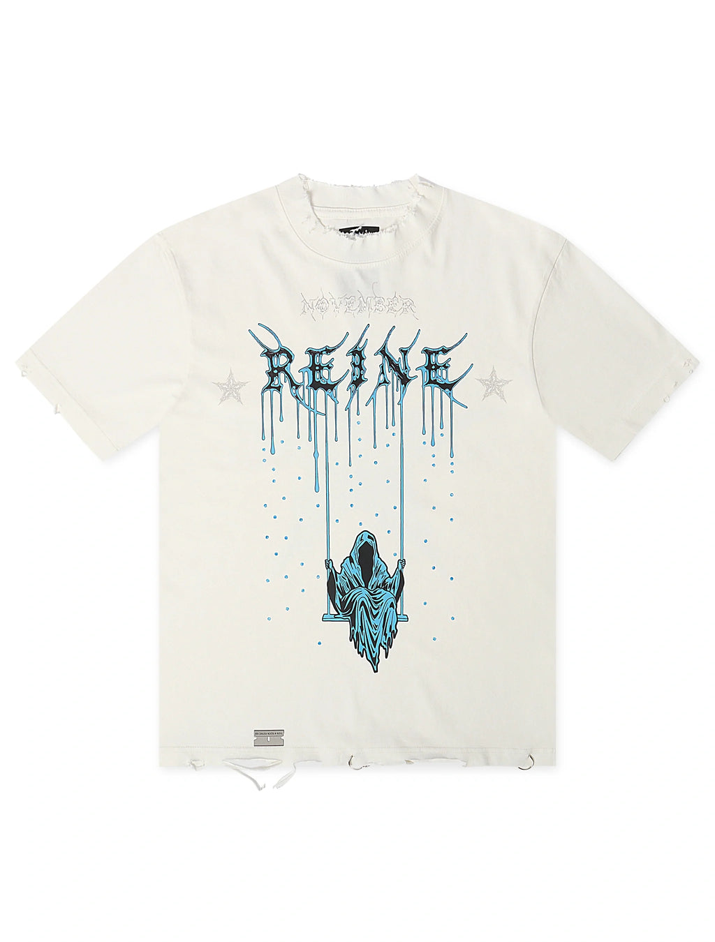 T-shirt déchiré à la main November Reign Storm - Blanc