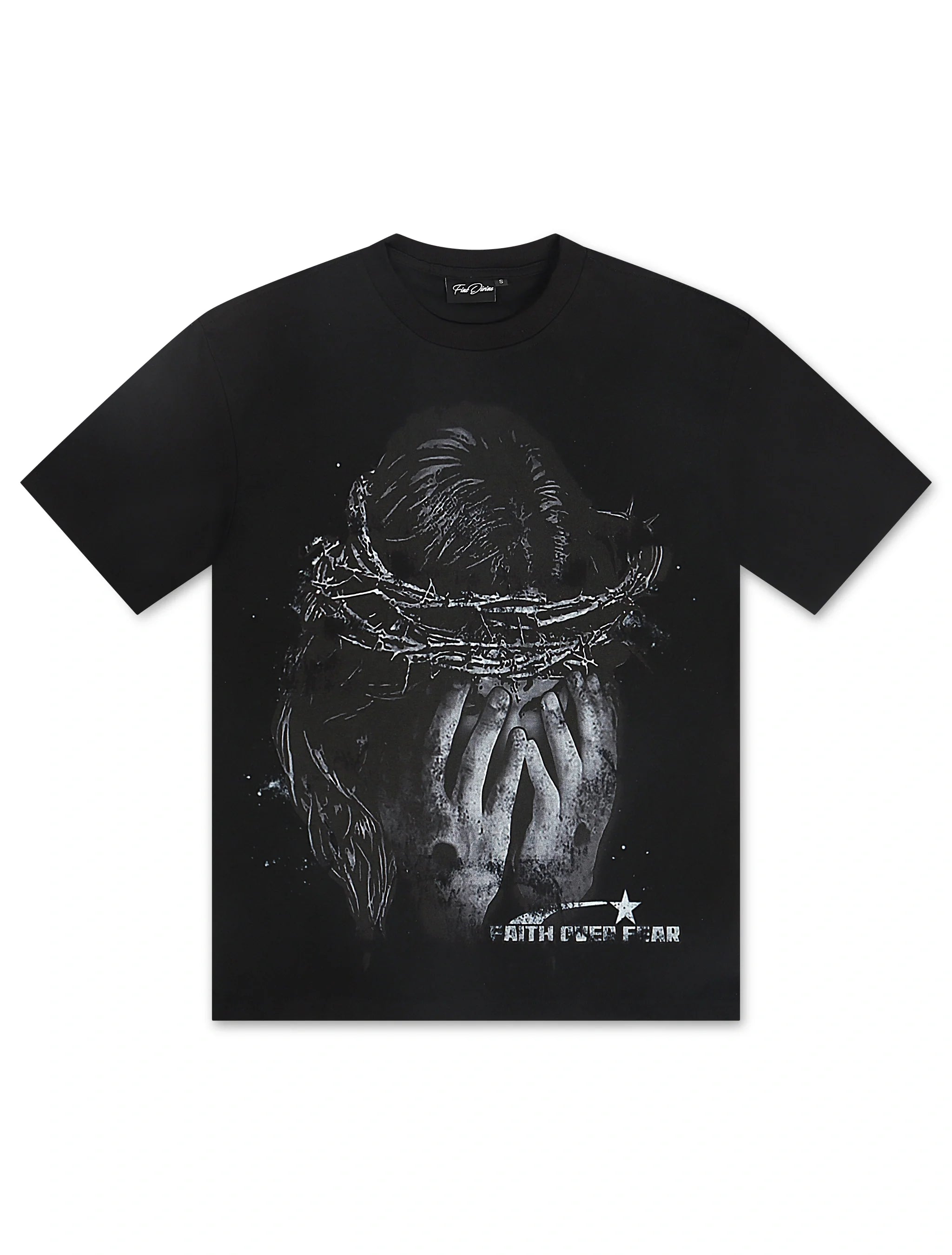 T-shirt "Fine Divine Faith Over Fear" - Noir