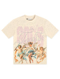 T-shirt court délavé à strass First Row - Crème