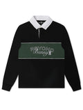 T-shirt de rugby Psycho Bunny Enzo à manches longues pour homme - Noir/Vert