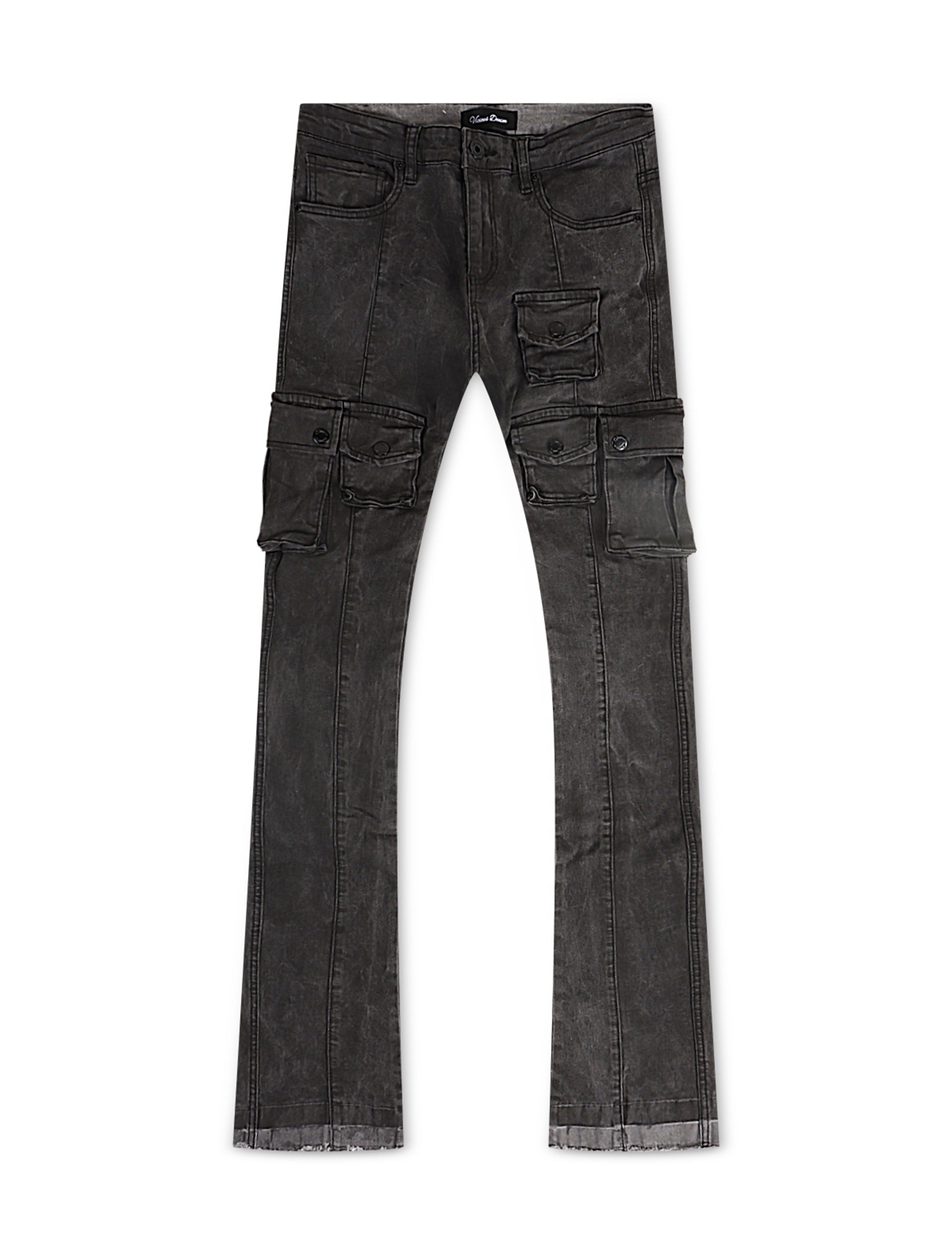 Jean Vicious Denim évasé coupe superposée - Noir