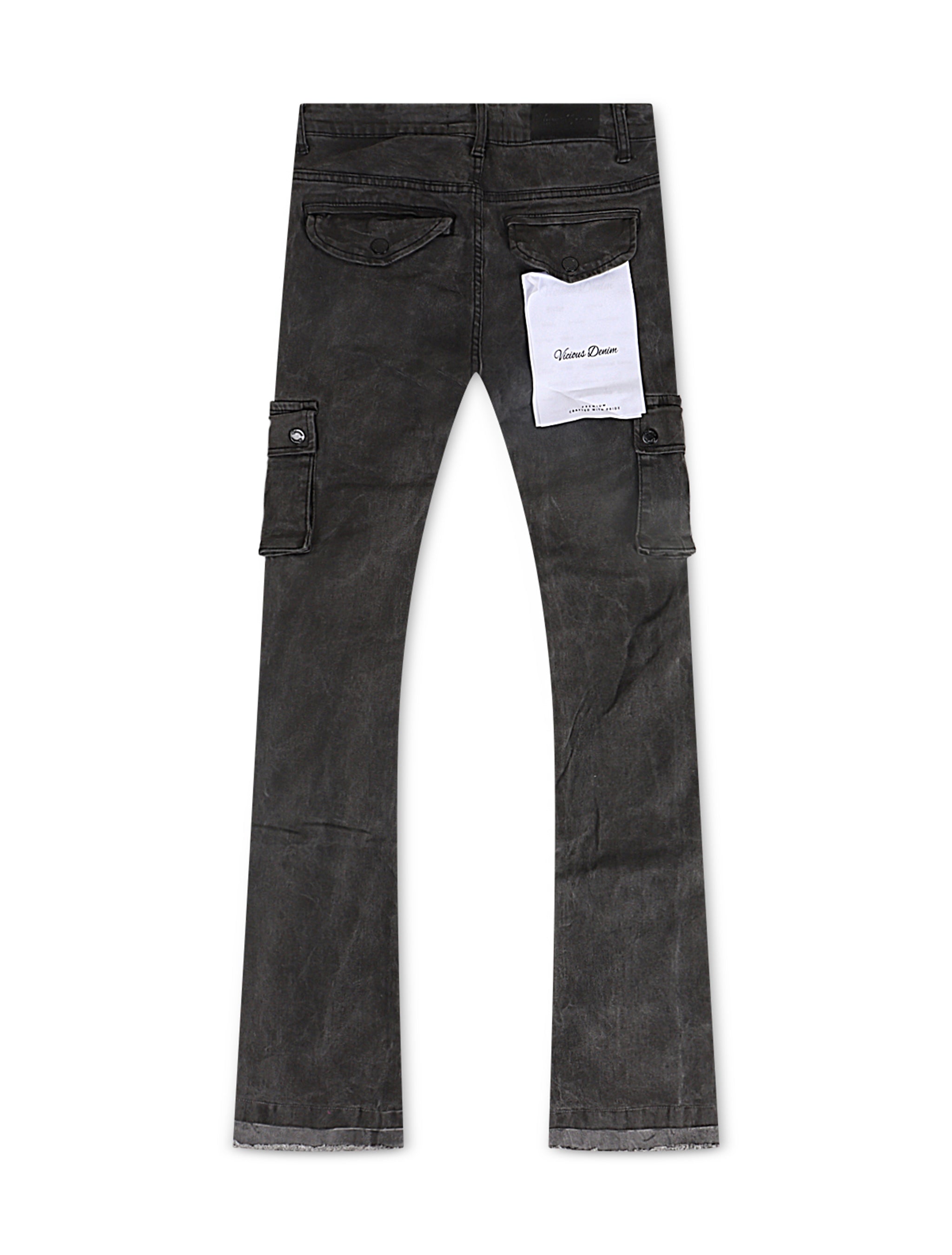 Jean Vicious Denim évasé coupe superposée - Noir