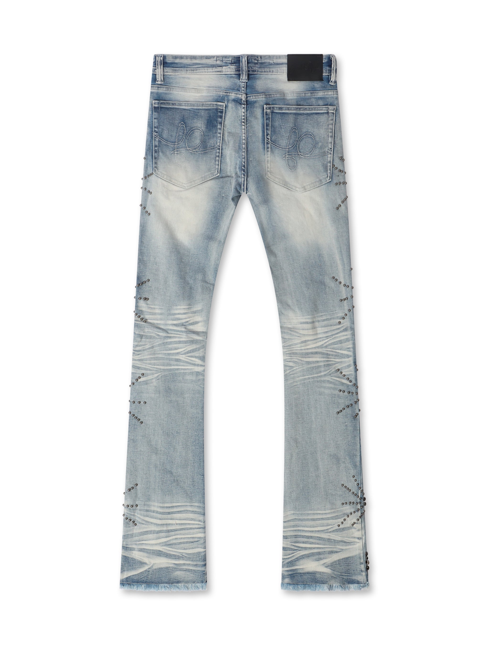 Jean Frost Originals empilé avec strass sur toute la surface - Délavage clair