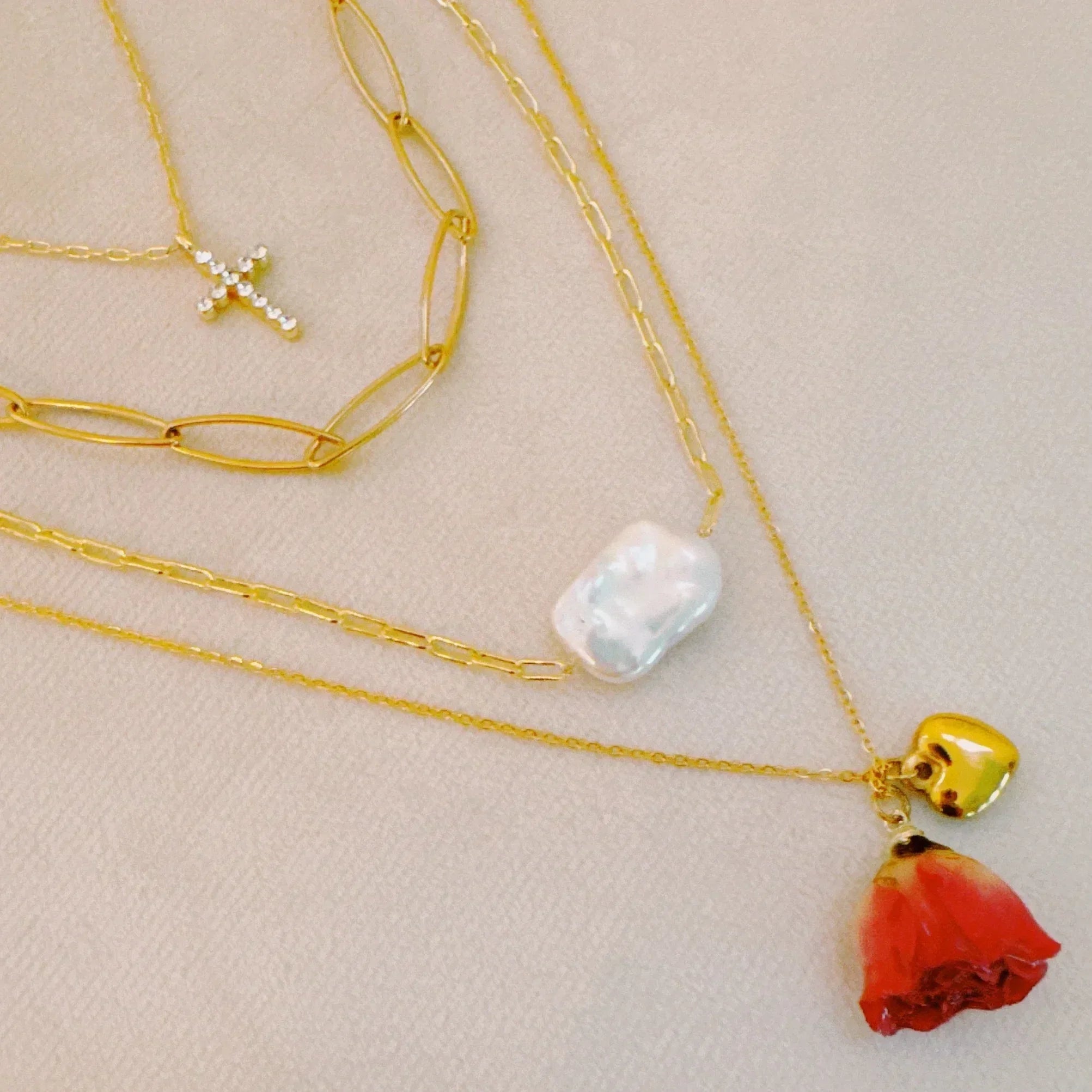 Collier Cœur Rose Éclose