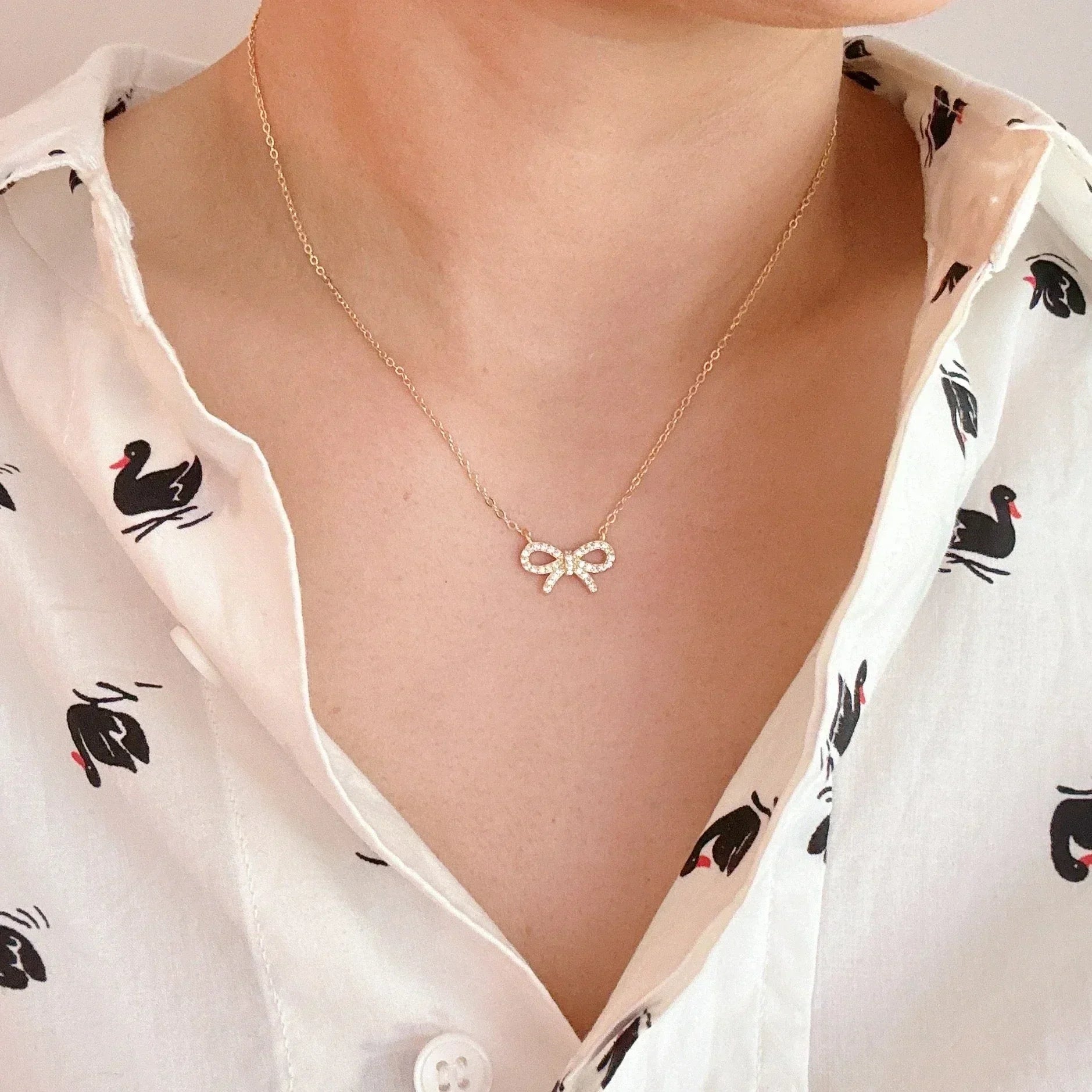 Collier en argent sterling avec nœud papillon chic Shine
