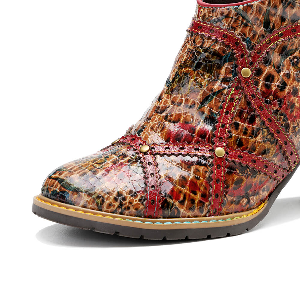 Bottines colorées faites à la main à talon bas