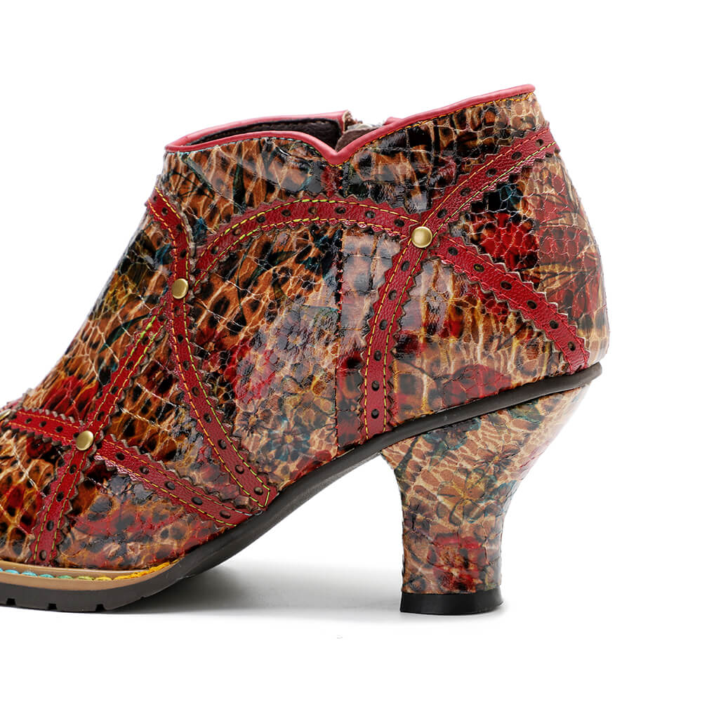 Bottines colorées faites à la main à talon bas