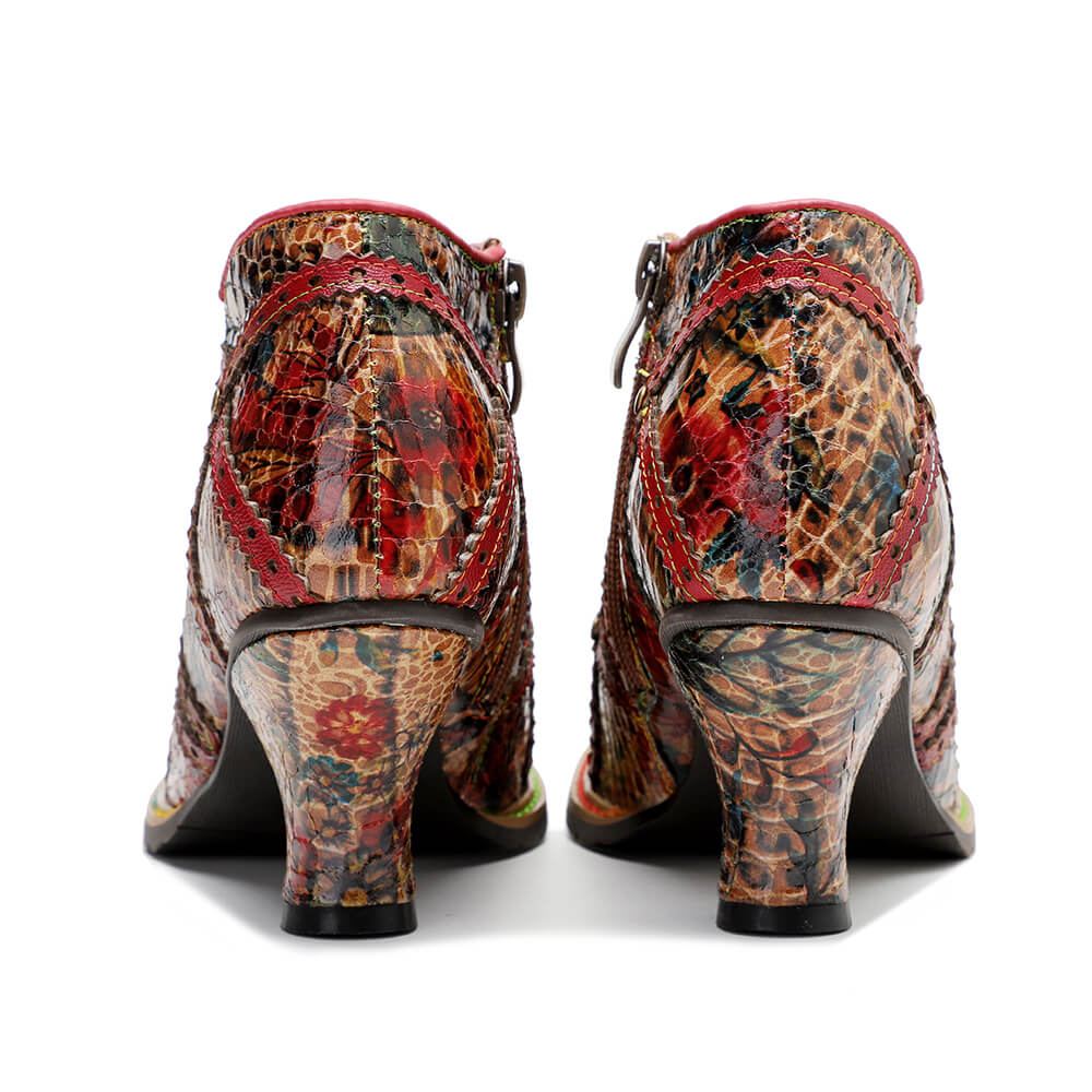Bottines colorées faites à la main à talon bas