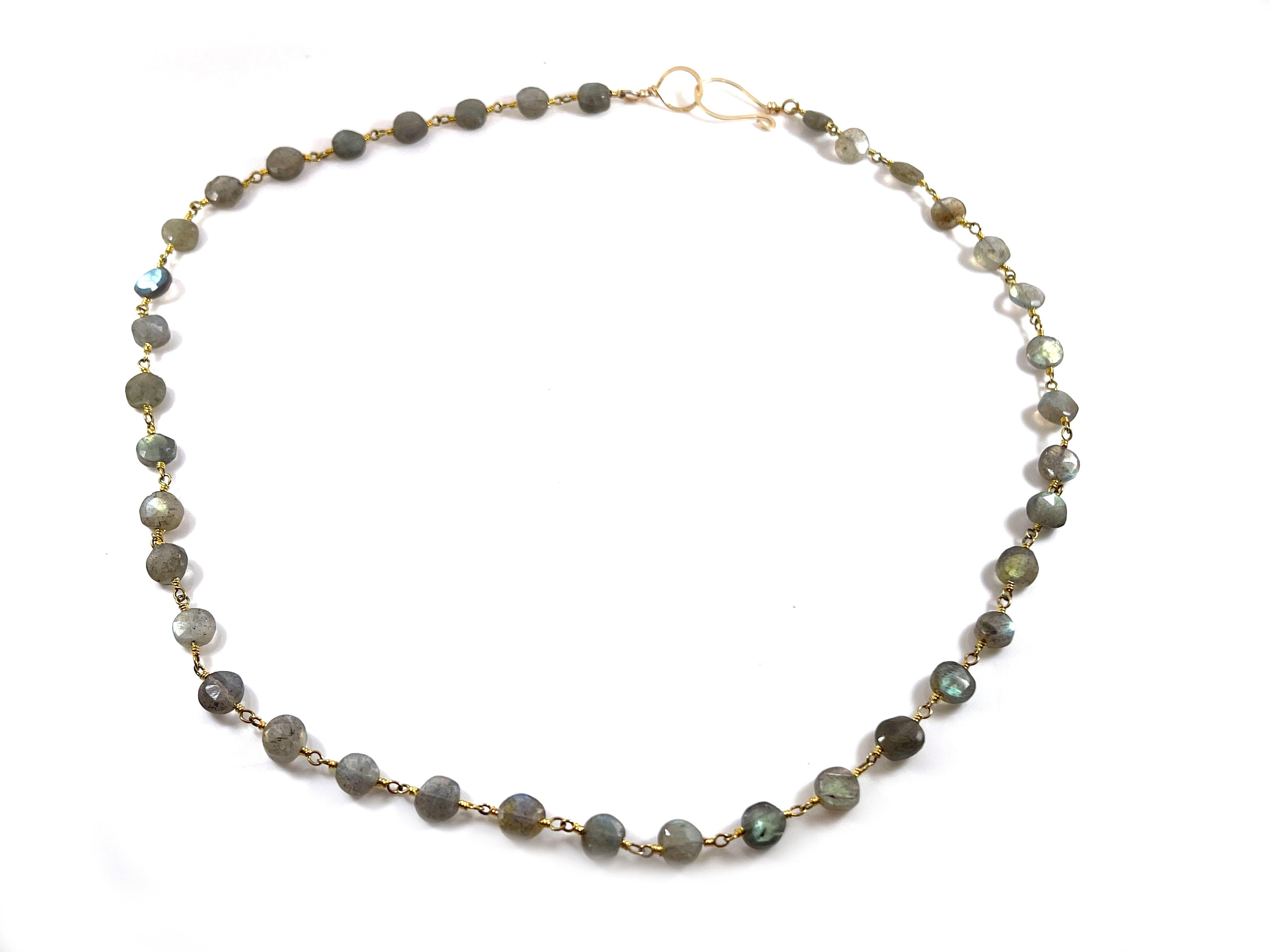 Labradorite Necklace – 14k Gold Filled, Hand-Wrapped, 19 Inch