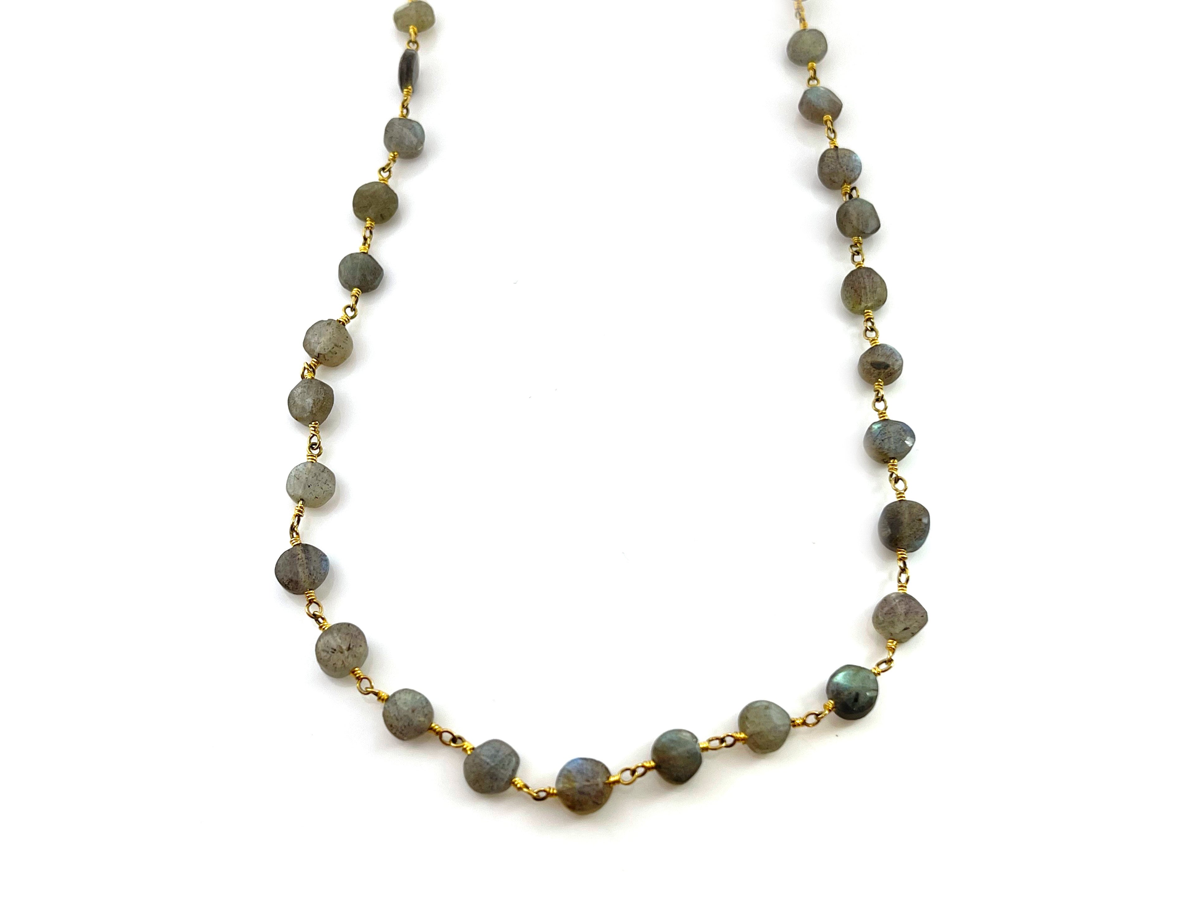Labradorite Necklace – 14k Gold Filled, Hand-Wrapped, 19 Inch