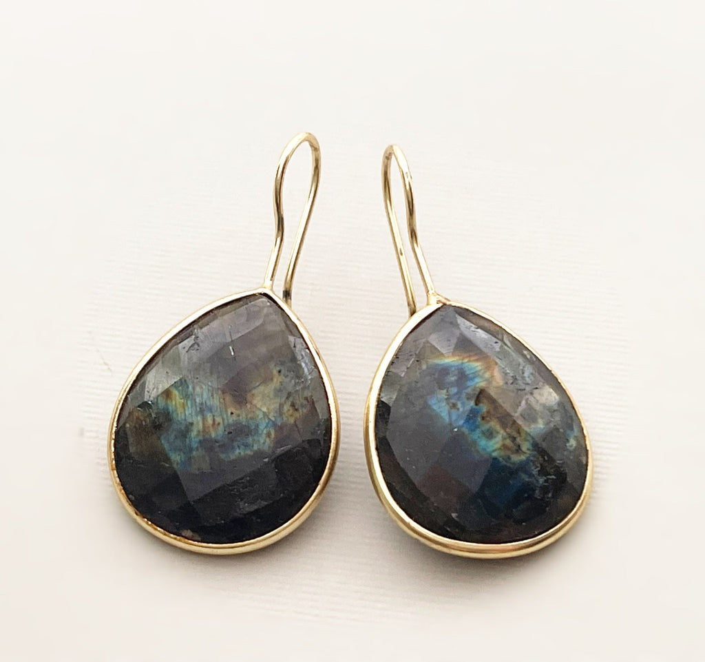 One of a Kind Labradorite Teardrop Earrings – Vermeil over Sterling