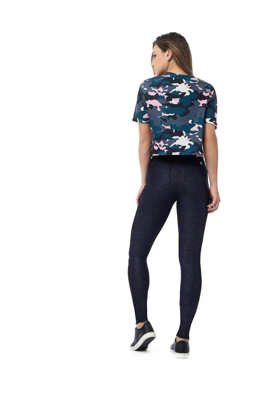 Crop Top Manches Courtes Camouflage Marguerites | Élégant et Confortable