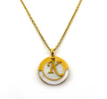 Vintage Mother of Pearl K Initial Necklace – Gold Pendant on 18" Chain