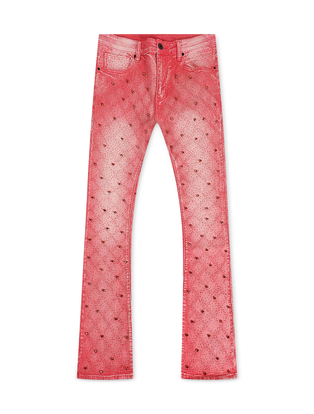 Jean évasé Vicious Denim orné de strass - Rose