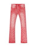 Jean évasé Vicious Denim orné de strass - Rose