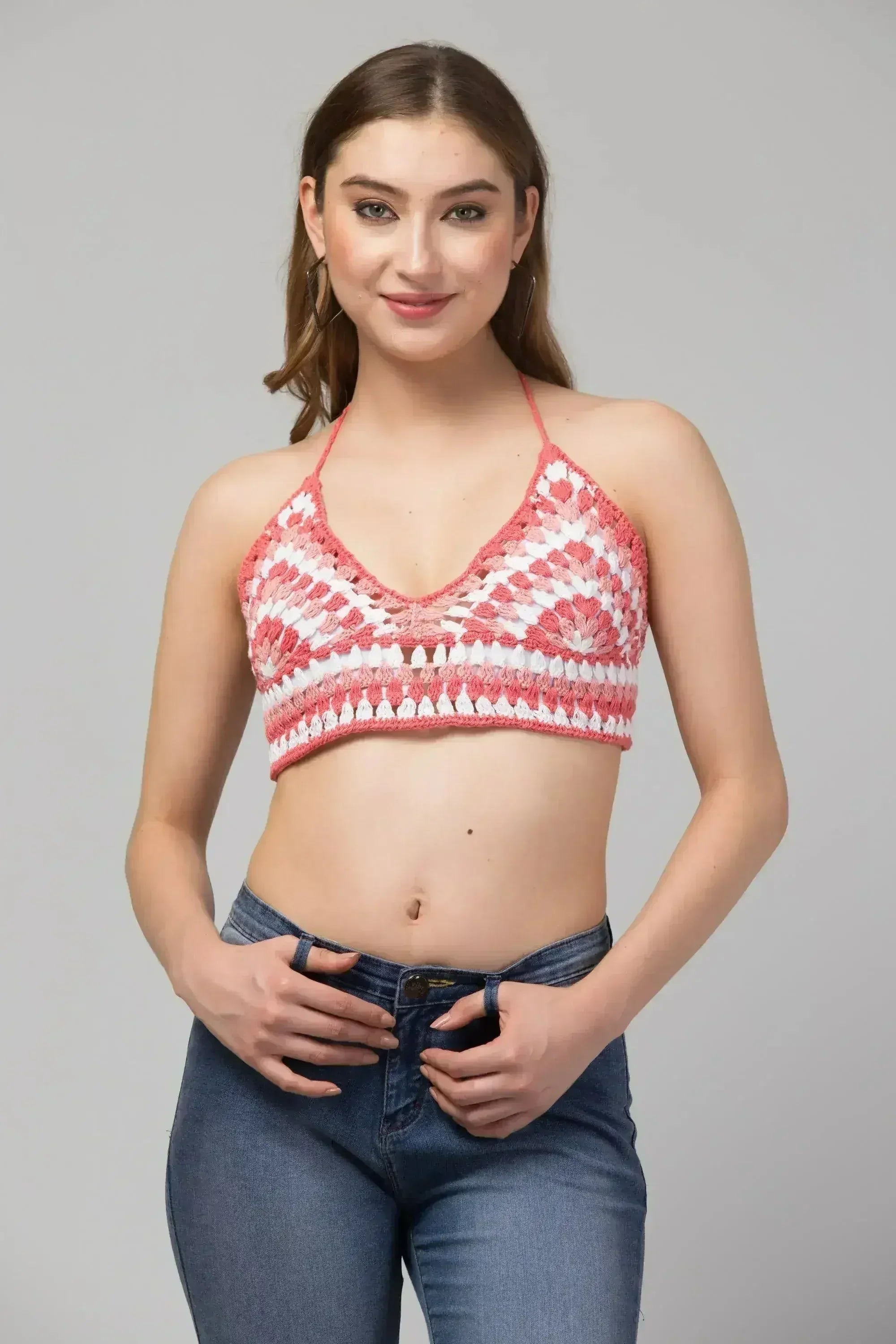 Haut court-bralette Rose