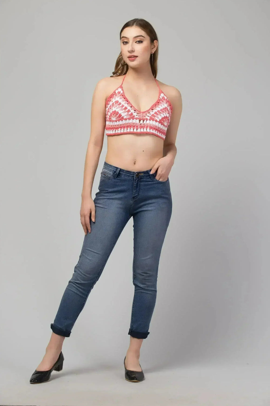 Haut court-bralette Rose