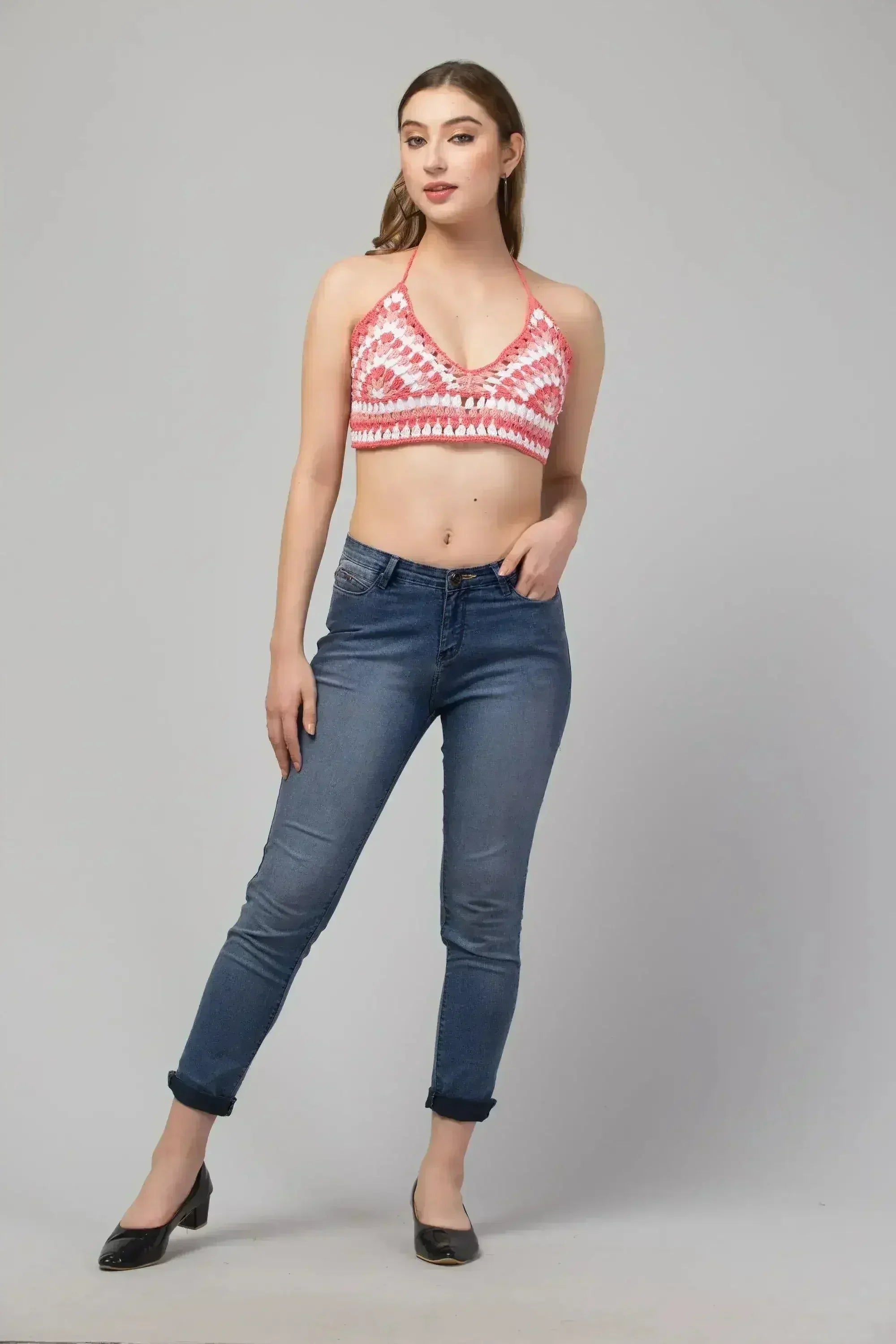 Haut court-bralette Rose