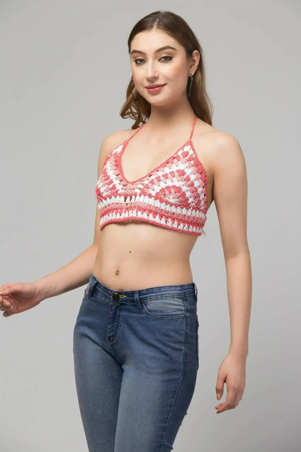 Haut court-bralette Rose