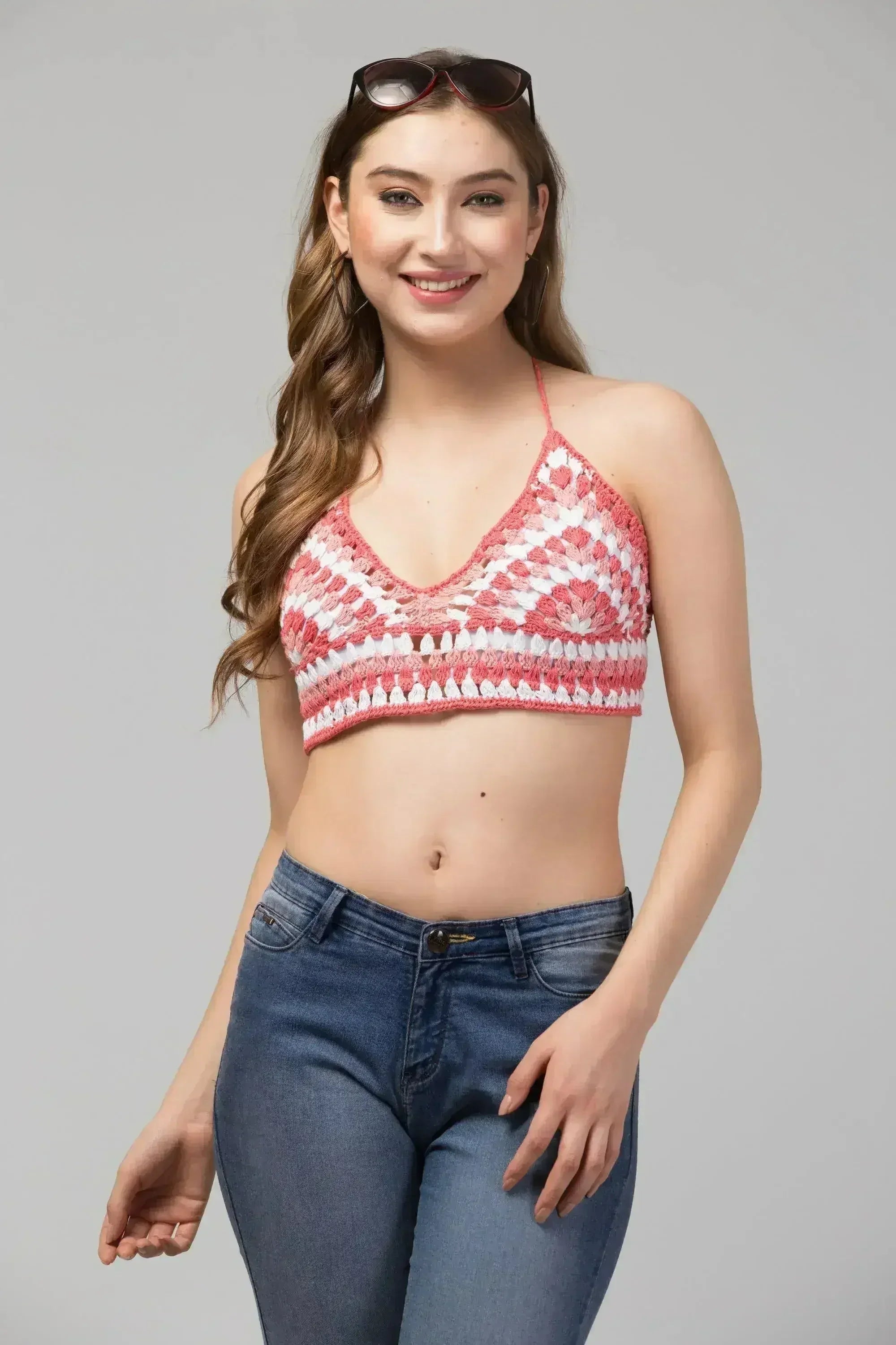 Haut court-bralette Rose