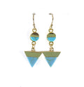Boucles d'oreilles pendantes géométriques imitation turquoise – Plaqué or, 3,18 cm