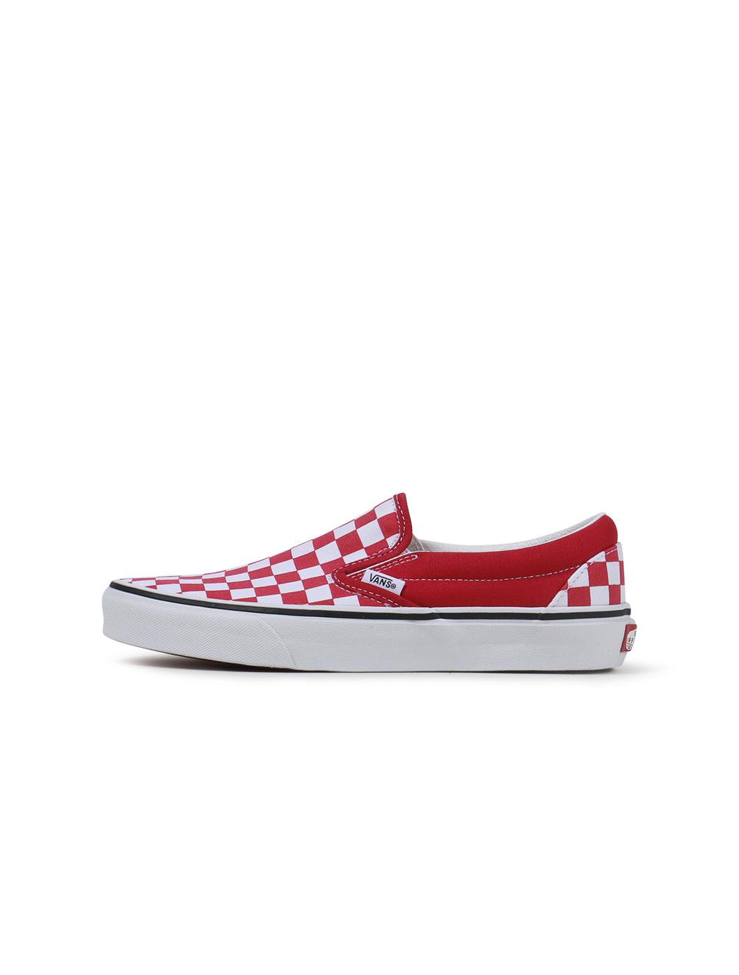 Vans Enfant et Adolescent Classique Slip On - Damier Rouge