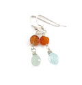 Boucles d'oreilles Aigue-marine et Cornaline – Pendantes en argent sterling serties de pierres précieuses (3,8 cm)