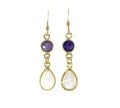 Amethyst & Moonstone Dangle Earrings – 14k Gold Filled, 1.5" Handmade in Raleigh