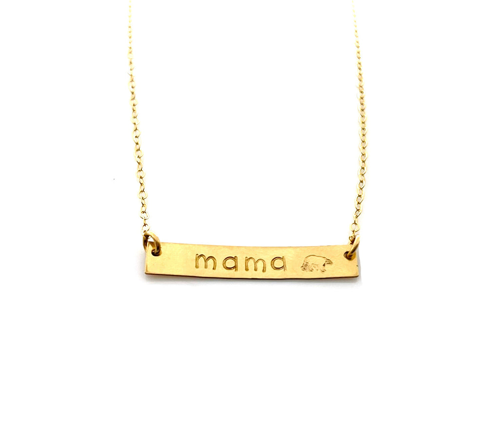 Collier Maman Ours – Collier barre en or laminé unique, estampillé à la main